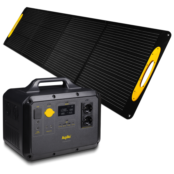 Solcellepakke Aqiila Powerbird S1500 + Sunbird P200 med powerstation 