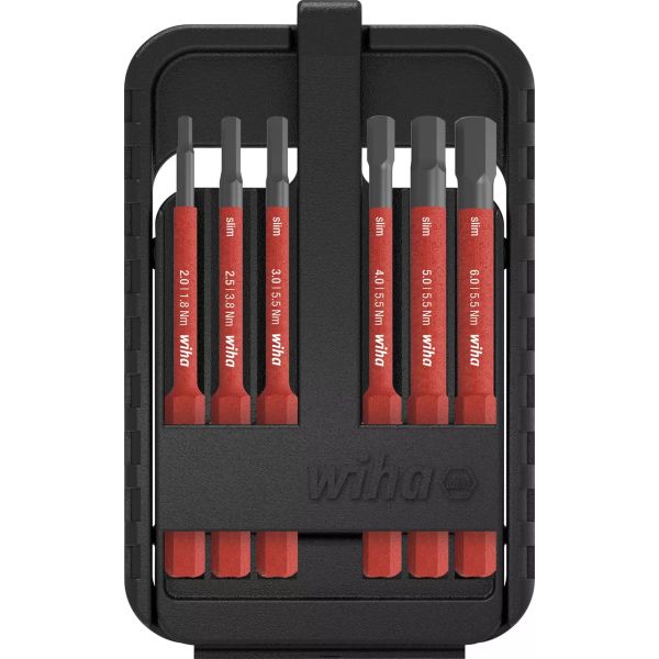 Bitssett Wiha slimBit 43156 6 deler, sekskant, 1000 V 