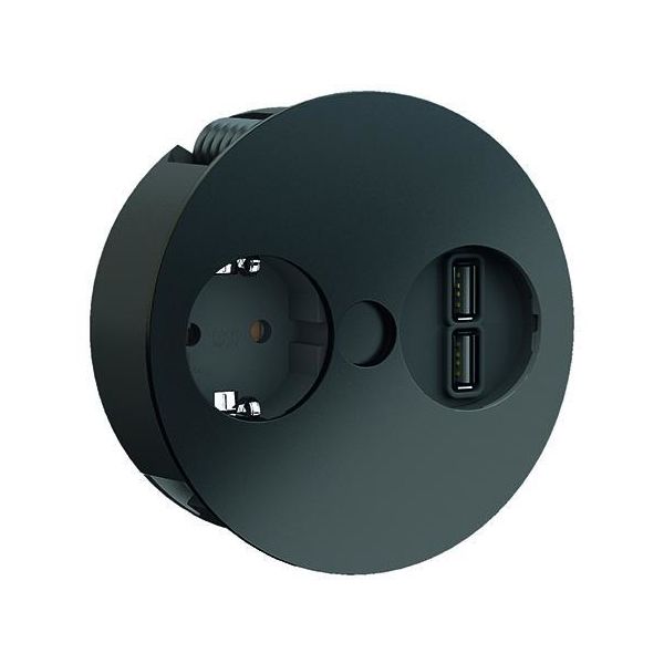 Infällnadsuttag BACHMANN 931.131 2 x USB + 1 schucko Svart