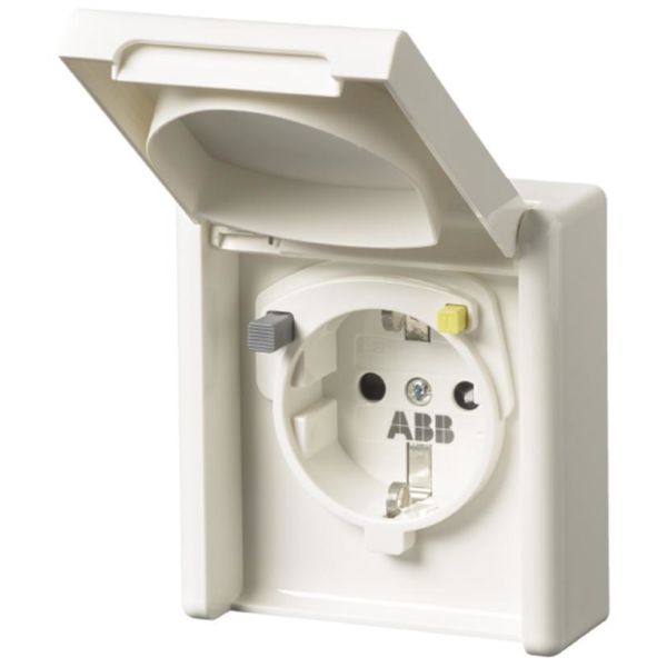 Vägguttag ABB 2CCF019496R0001 1-vägs, IP44, 30MA, jordfelsbrytare Infällt
