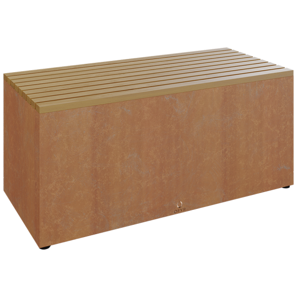Trädgårdsbänk OFYR Garden Bench Corten teak-träplanka Cortenstål