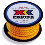 Partex PA1/3 Merkehylse siffer, gul, 1000 stk/rull
