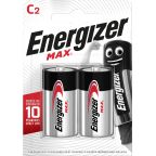 Energizer Max Batteri C, 1,5 V, 2-pakning