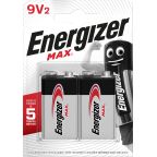 Energizer Max Batteri 9V/522, 2-pakning