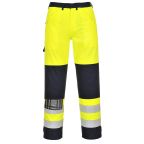 Portwest FR62 Arbeidsbukse Hi-Vis gul/marineblå, flammehemmende