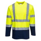 Portwest S280 T-shirt långärmad, Hi-Vis gul/marinblå
