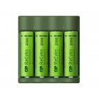 GP Batteries ReCyko Everyday B421 Batteriladdare med AA-batterier, 4 laddkanaler