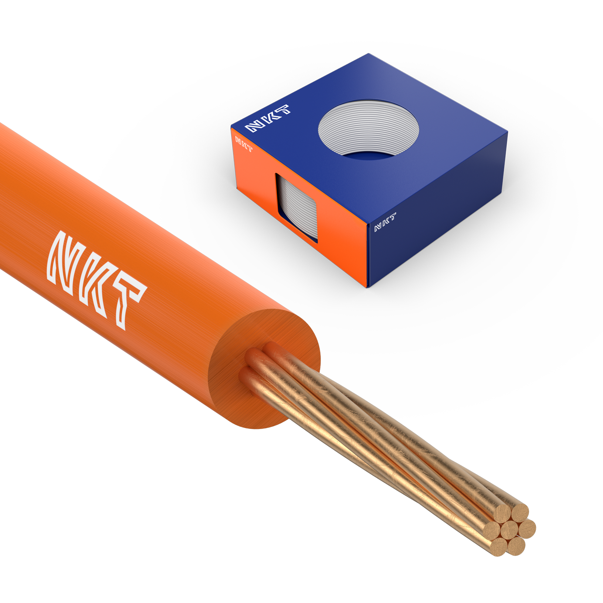 NKT FQ XTRA Installasjonskabel 450/750 V, 1,5 mm², 100 m ring Oransje