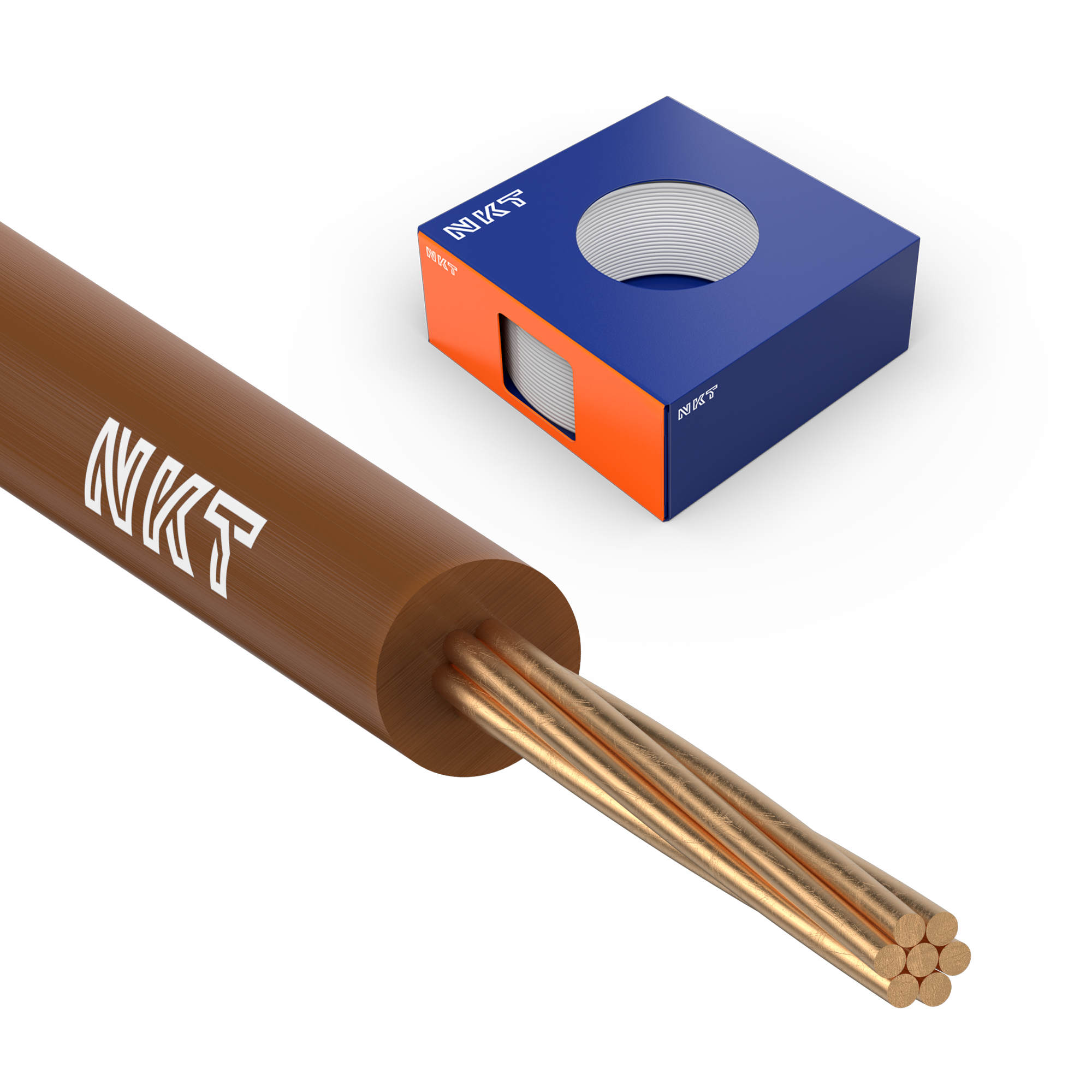NKT FQ XTRA Installasjonskabel 450/750 V, 1,5 mm², 100 m ring Brun