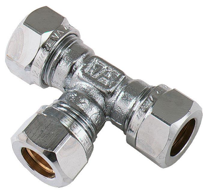 Vatette FG037055120 T-kobling 90°, forkrommet, redusert 15 x 15 x 12 mm