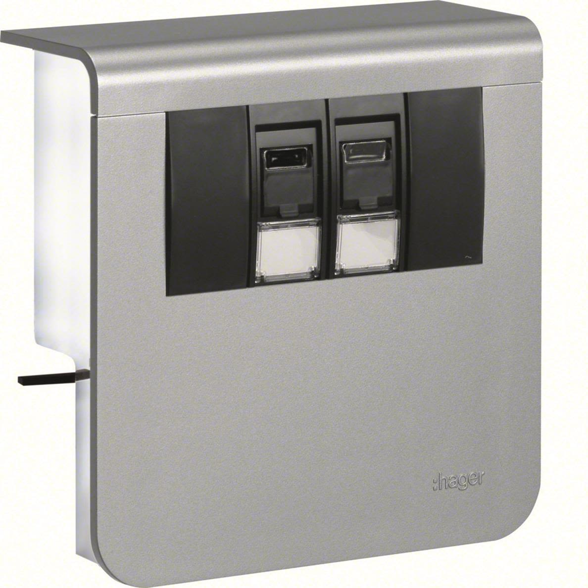 Hager SL20080907D1 Datauttag 2 x RJ45 Aluminium