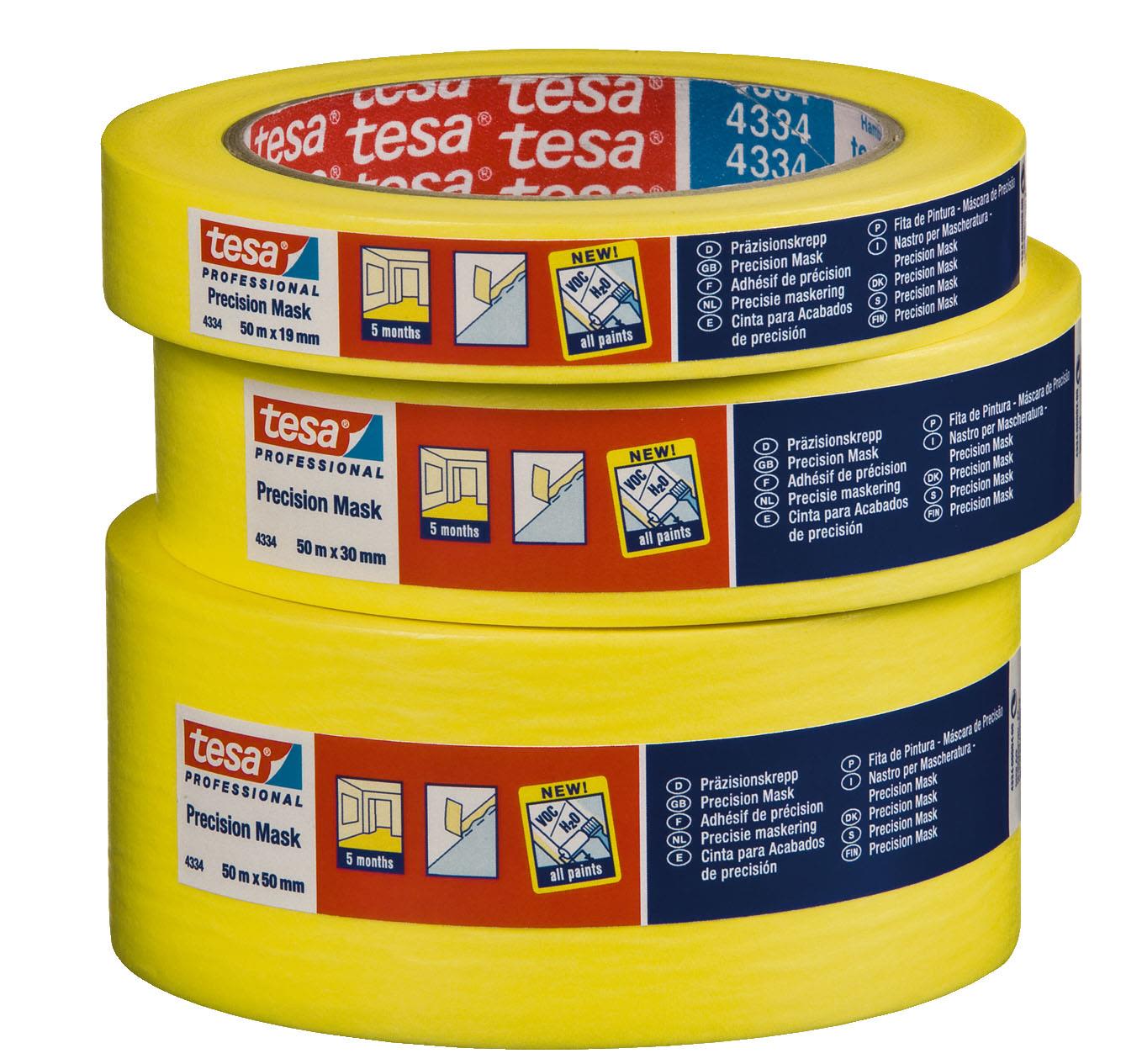 Tesa Precision Mask 4334 Maskeringsteip for bruk innendørs, gul 50 m x 30 mm