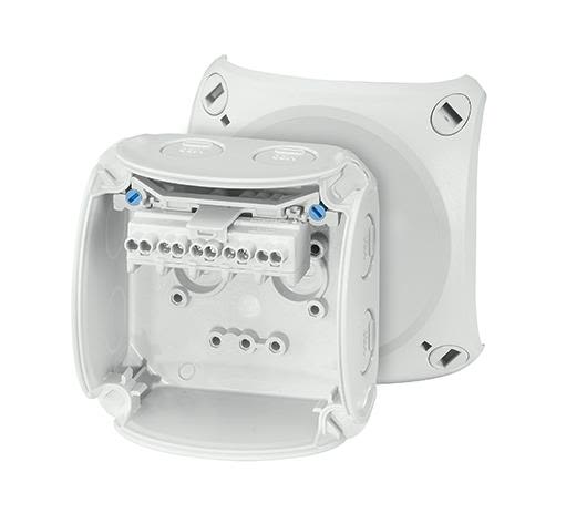 Hensel KF 0202 G Kopplingsdosa grå, IP66, glasfiber, 2,5 mm² 93x93 mm
