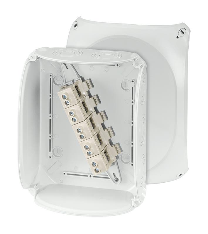 Hensel KF 2525 G Kopplingsdosa grå, IP66, glasfiber, 16-50 mm² 25 mm², 205x255 mm