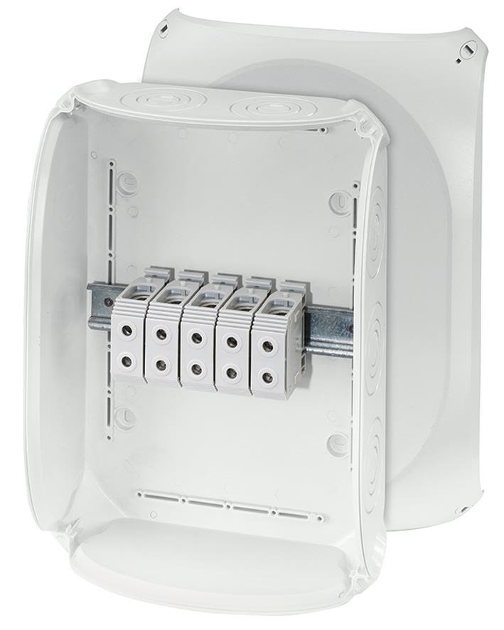 Hensel KF 5050 G Kopplingsdosa grå, IP66, glasfiber, 16-50 mm² 50 mm², 255x355 mm