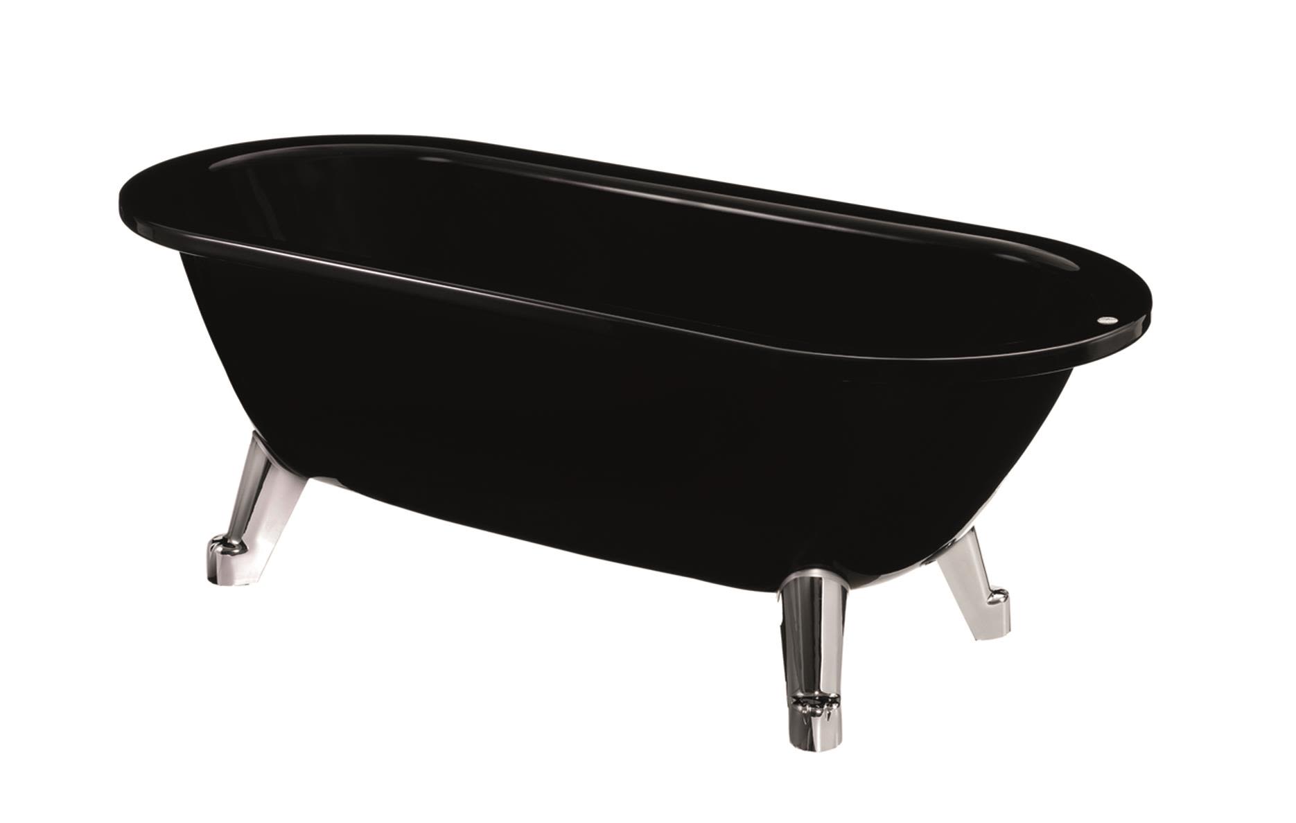 Gustavsberg GB2063685601 Badekar svart, forkrommet bunnventil 1680x730 mm