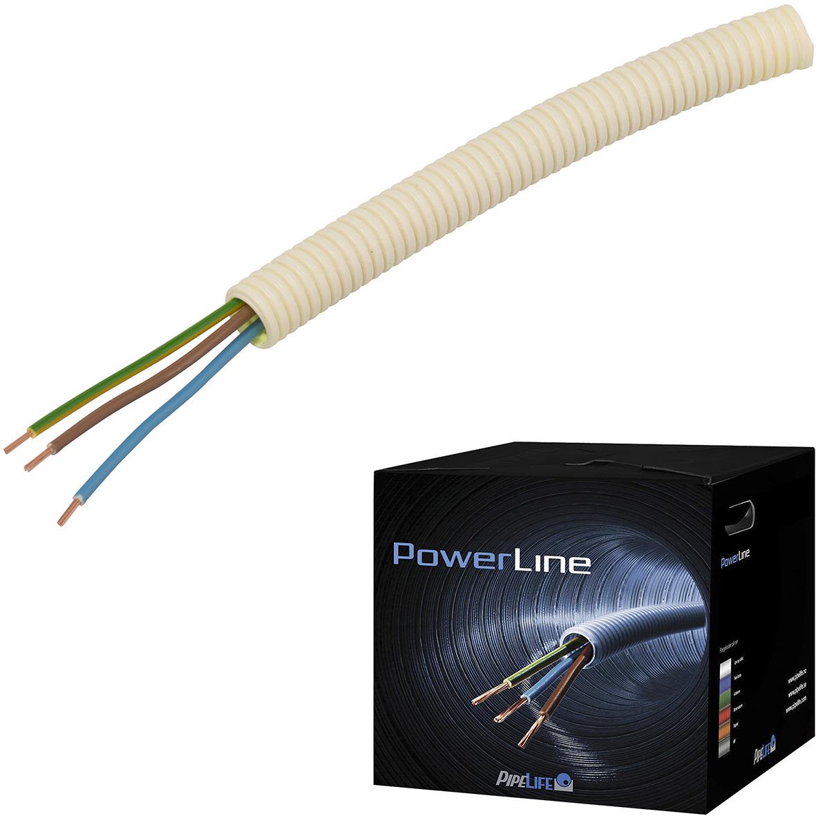 Pipelife FK PowerLine Kabel forhåndslagt, PVC- og halogenfri 3G 1,5 mm², 16 mm x 100 m