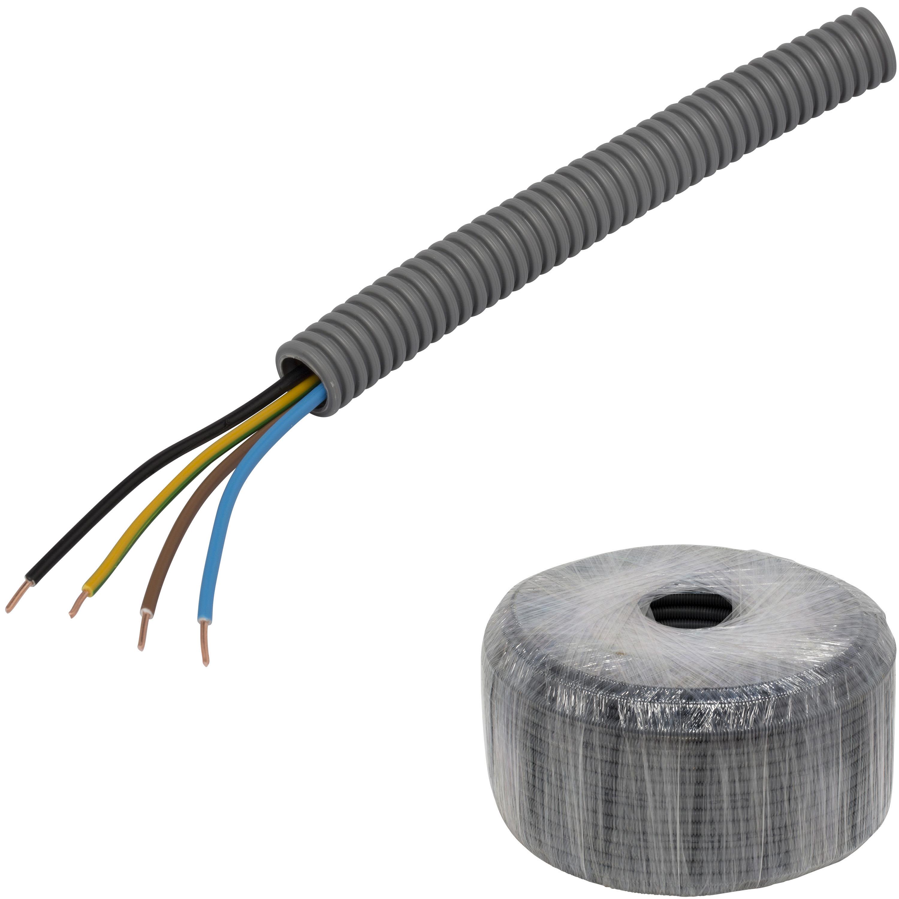 Pipelife EQ PowerFlex Kabel fördragen, brandklass D 16 mm x 100 m, 4G1.5 mm²