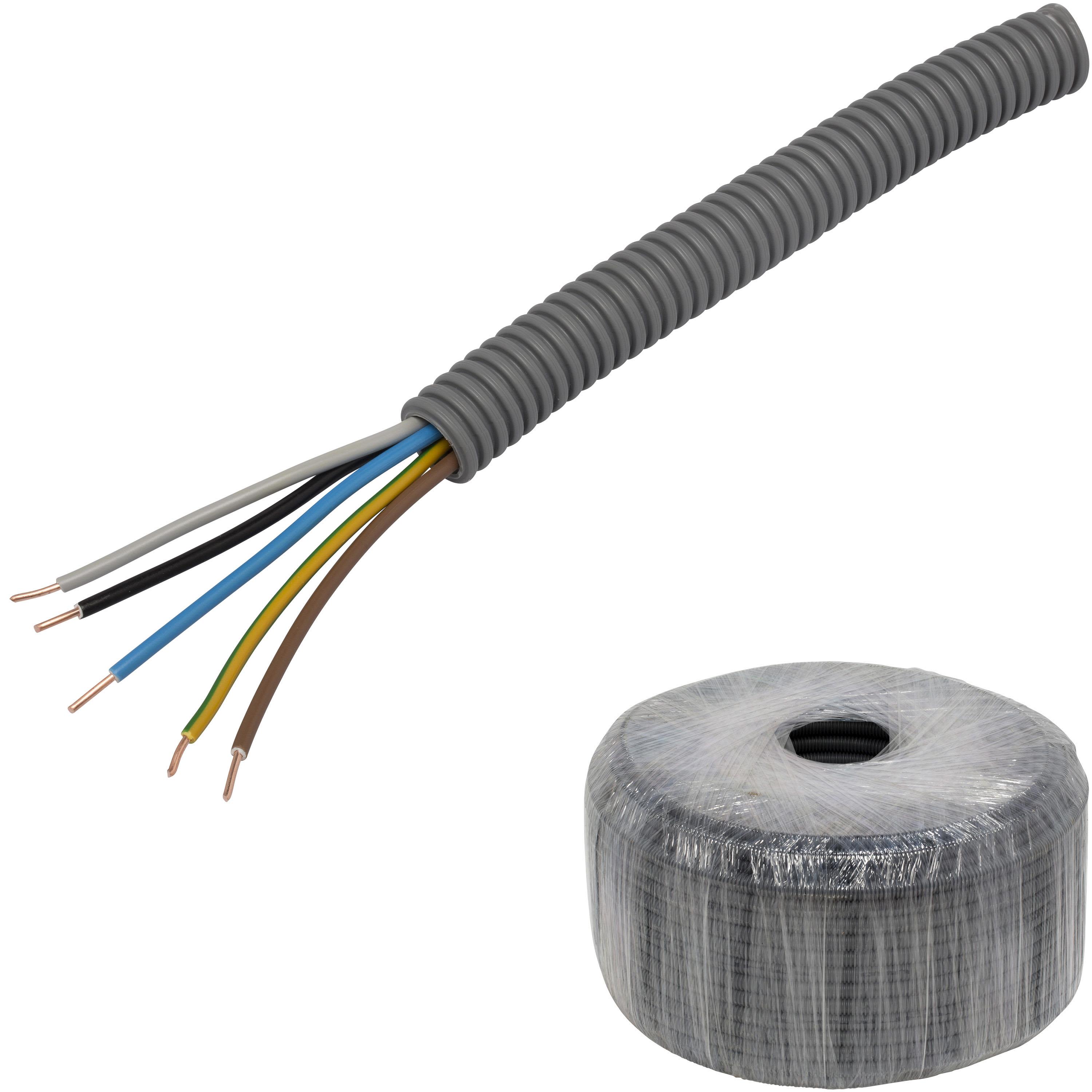 Pipelife EQ PowerFlex Kabel forhåndslagt, brannklasse D 16 mm x 100 m, 5G 1,5 mm²