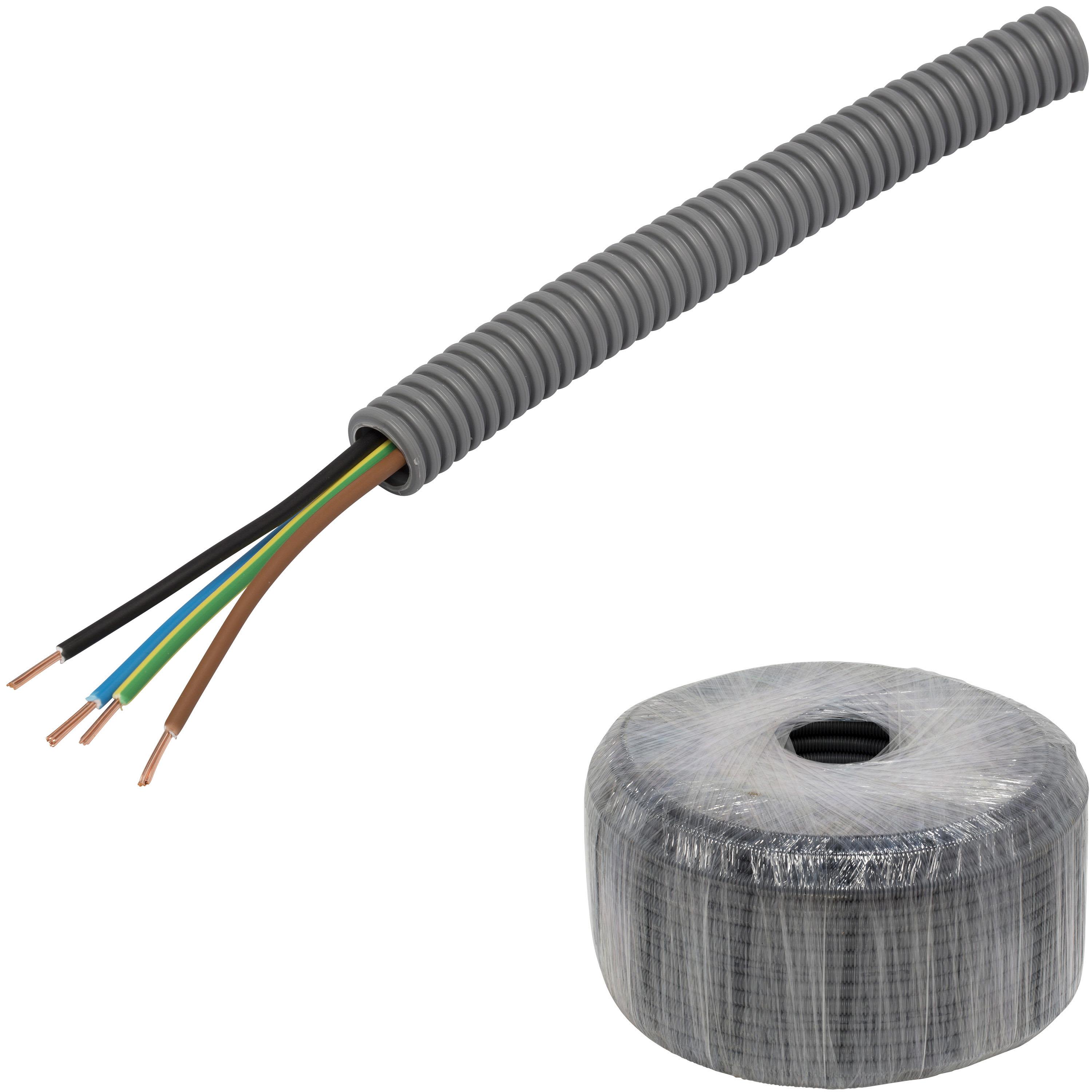 Pipelife FQ PowerFlex Kabel forhåndslagt, temperaturklasse II 100 m, 4G 1,5 mm², ytre Ø 16 mm