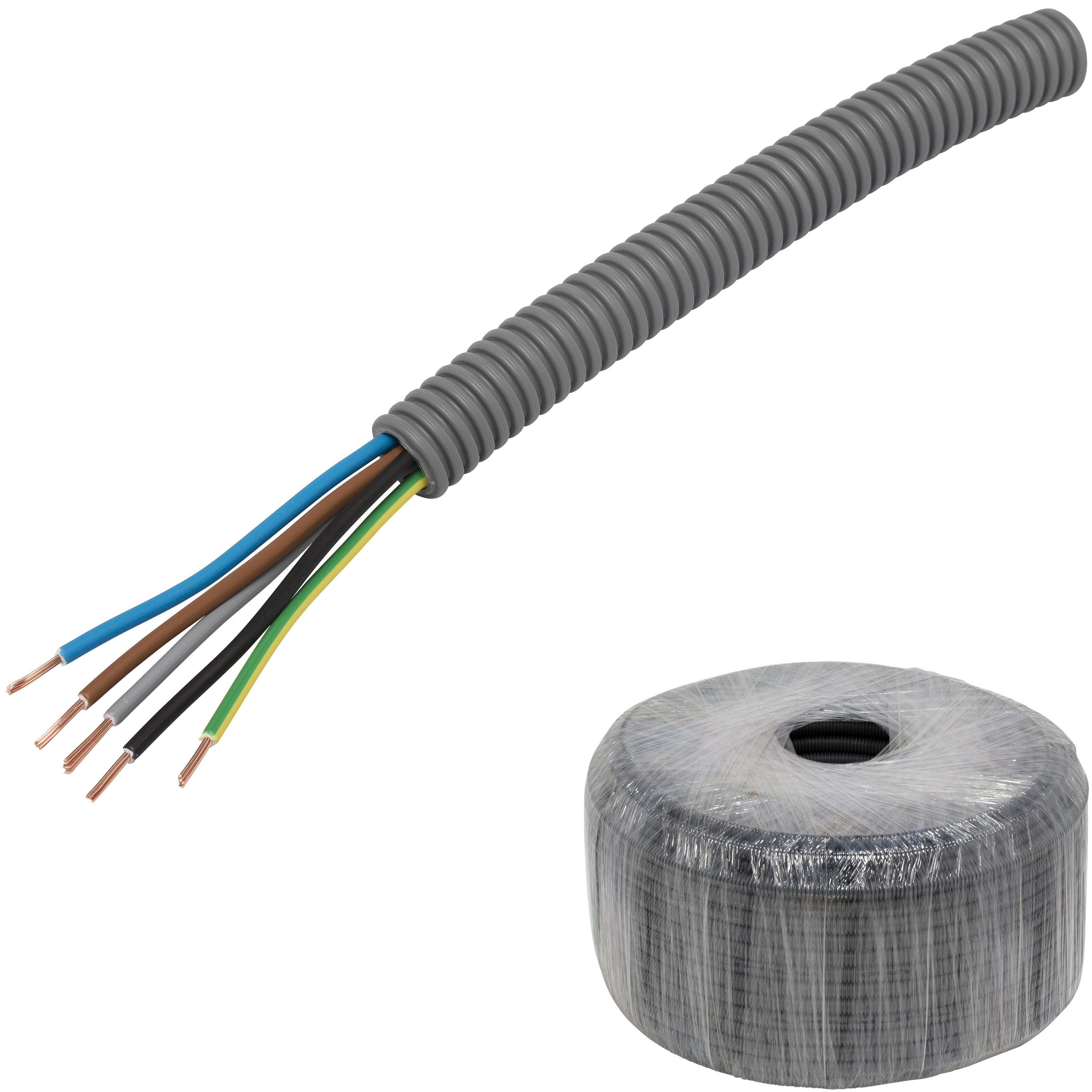 Pipelife FQ PowerFlex Kabel fördragen, temperaturklass II 100 m, 5G1.5 mm², ytter-Ø16 mm