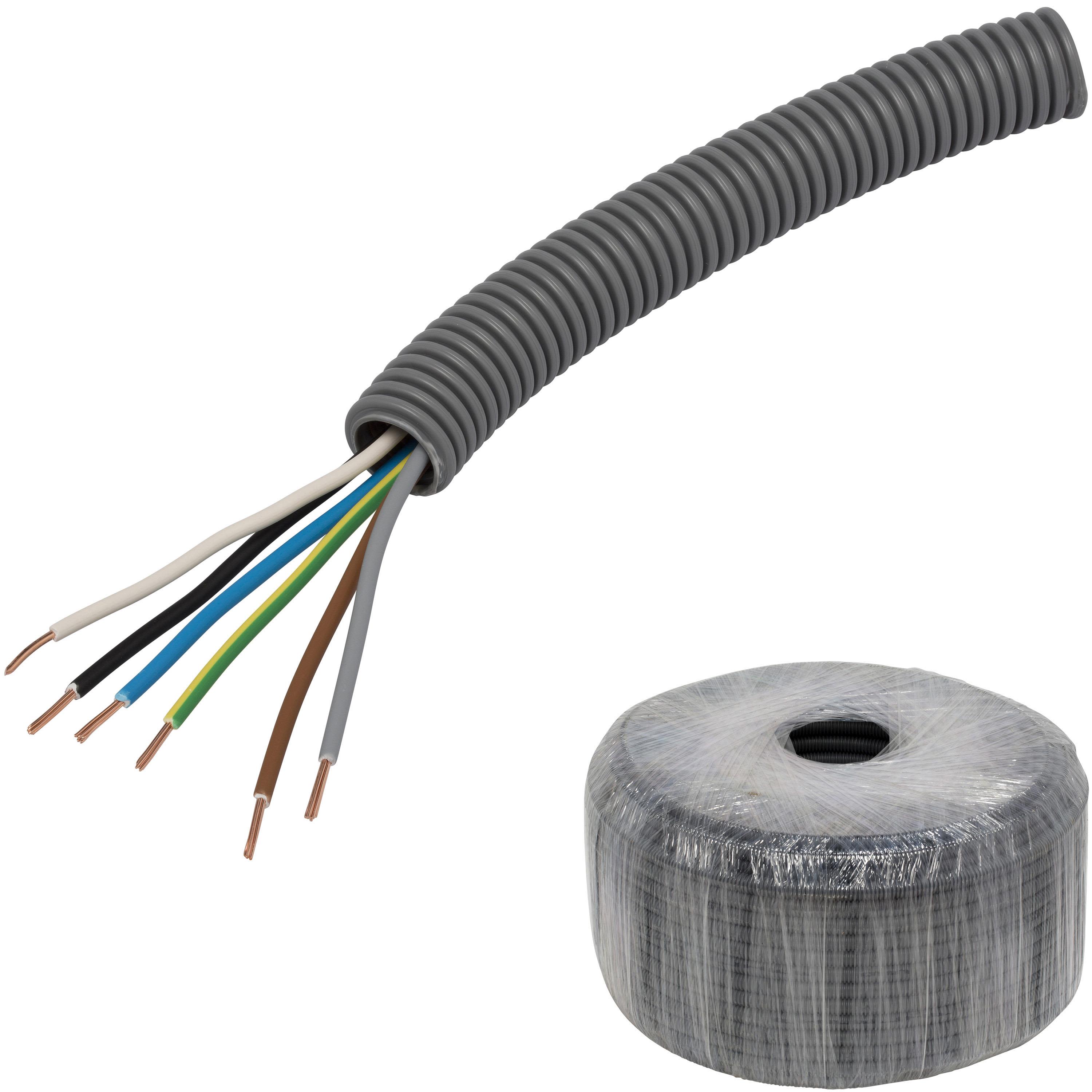 Pipelife FQ PowerFlex Kabel forhåndslagt, temperaturklasse II 50 m, 6G 1,5 mm², ytre Ø 20 mm