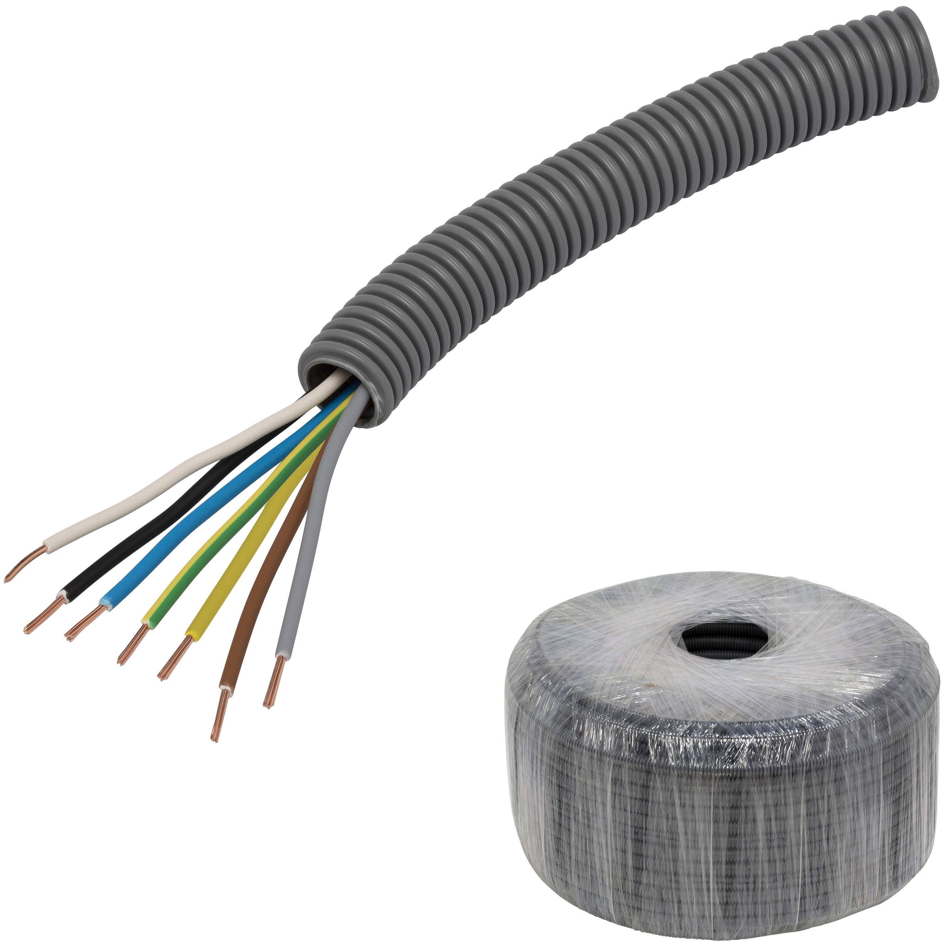 Pipelife FQ PowerFlex Kabel forhåndslagt, temperaturklasse II 50 m, 7G 1,5 mm², ytre Ø 20 mm