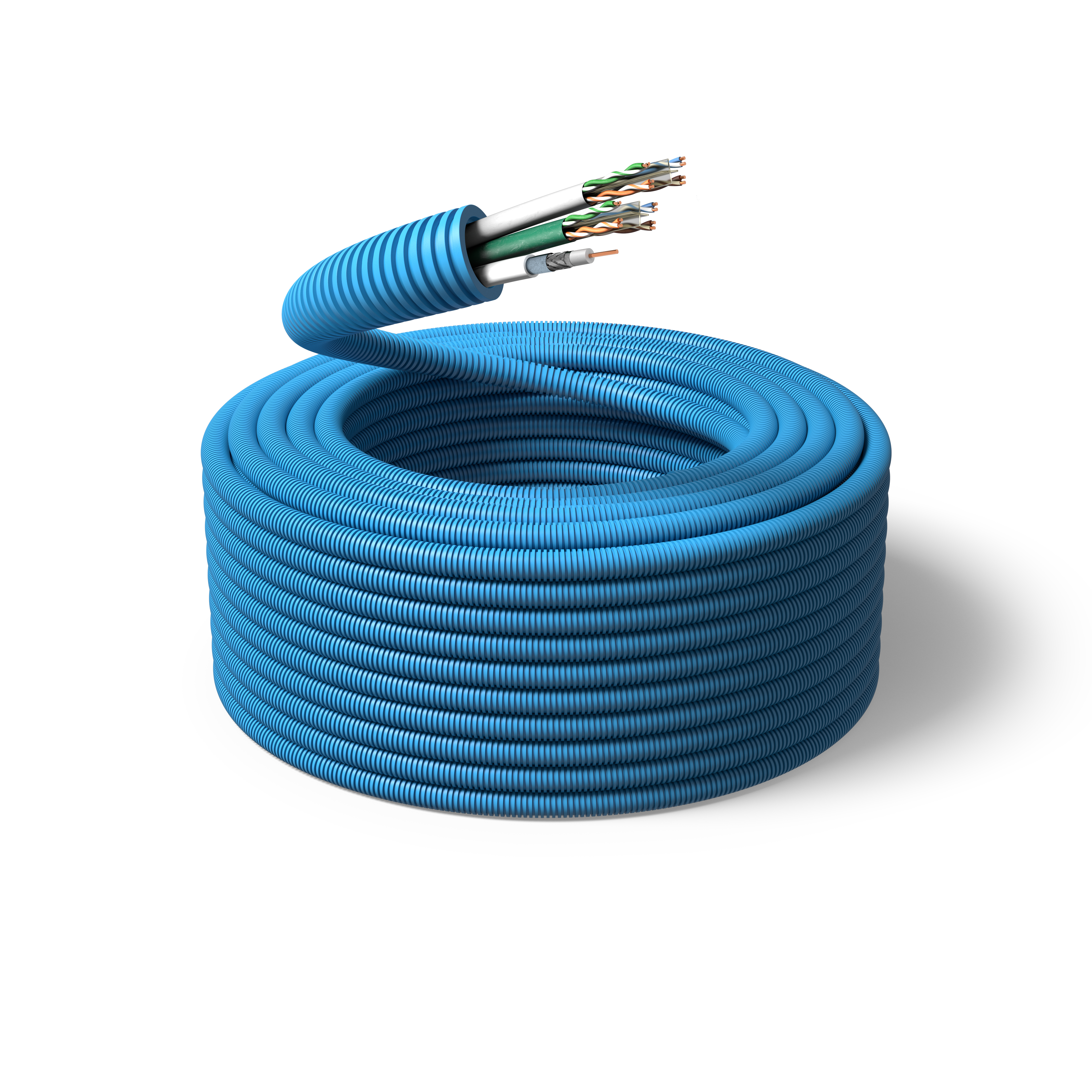 Flexrør 20mm med datakabel 2xC6 U/UTP og antennekabel 1xRG6T R100 - (100 meter)
