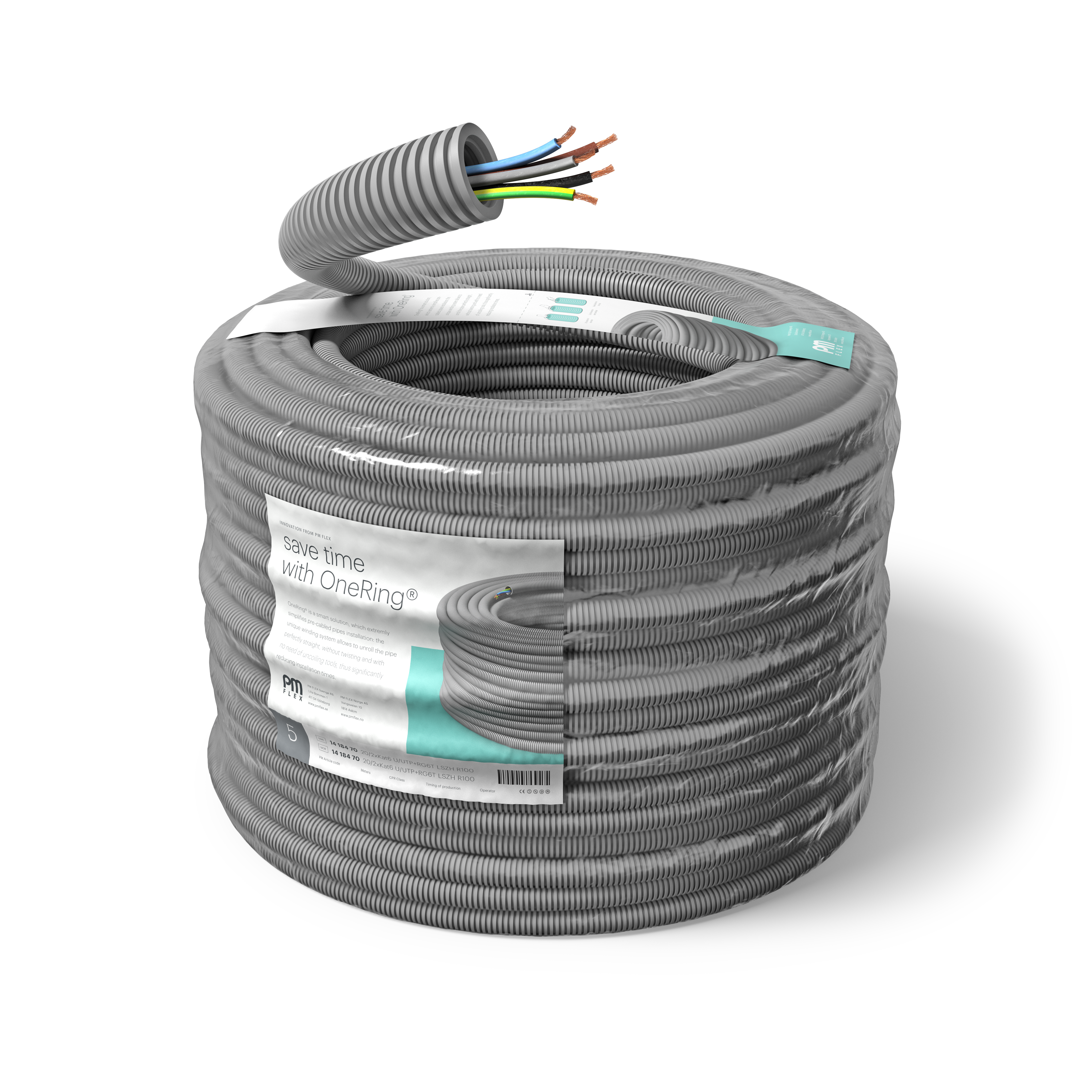 PM FLEX FQ ZERO Kabel forhåndslagt, 16 mm x 100 m 5G 1,5 mm²