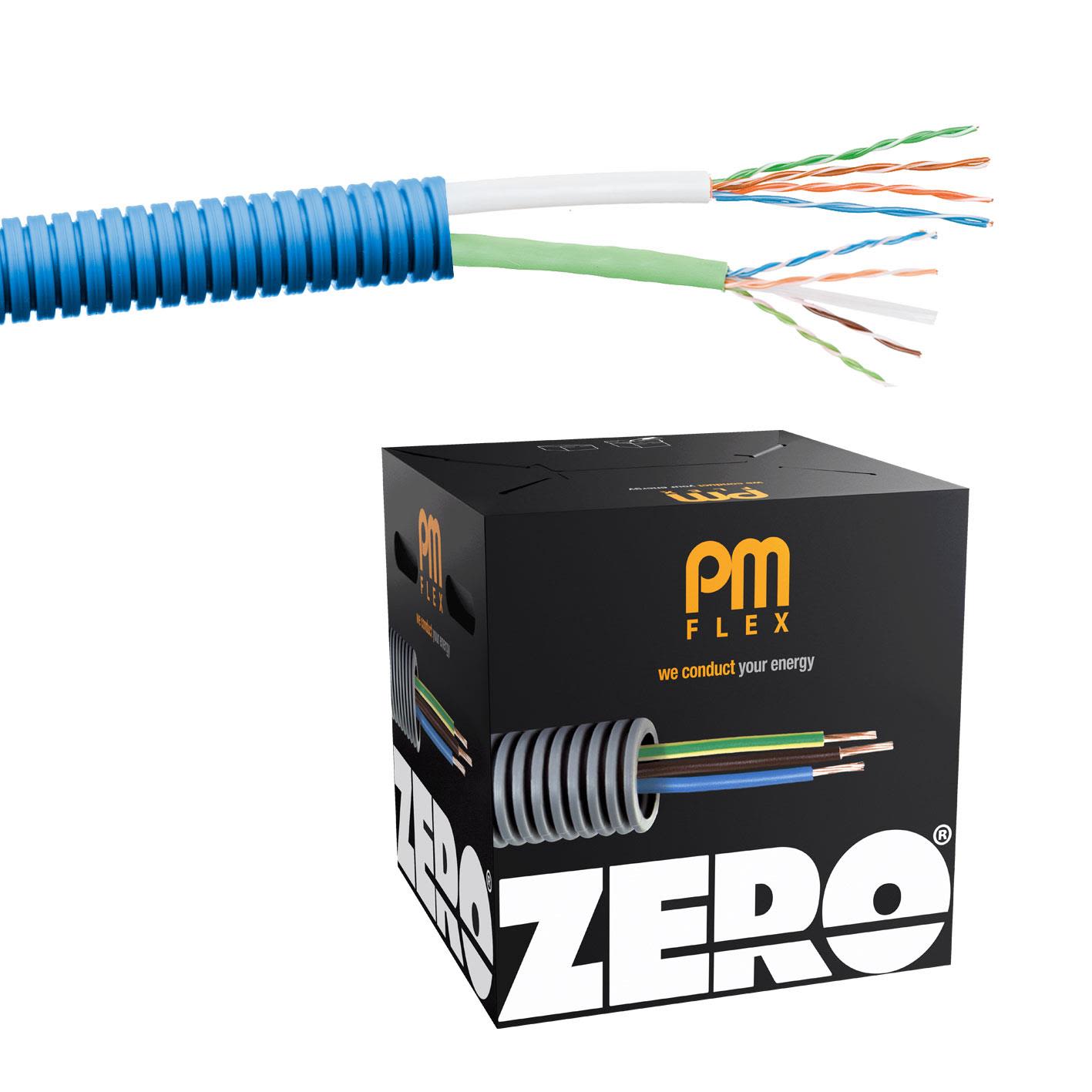 PM FLEX Kat6 ZERO Multimediakabel forhåndslagt, trippelskjermet, halogenfri 16 mm x 100 m, 2 x U/UTP6