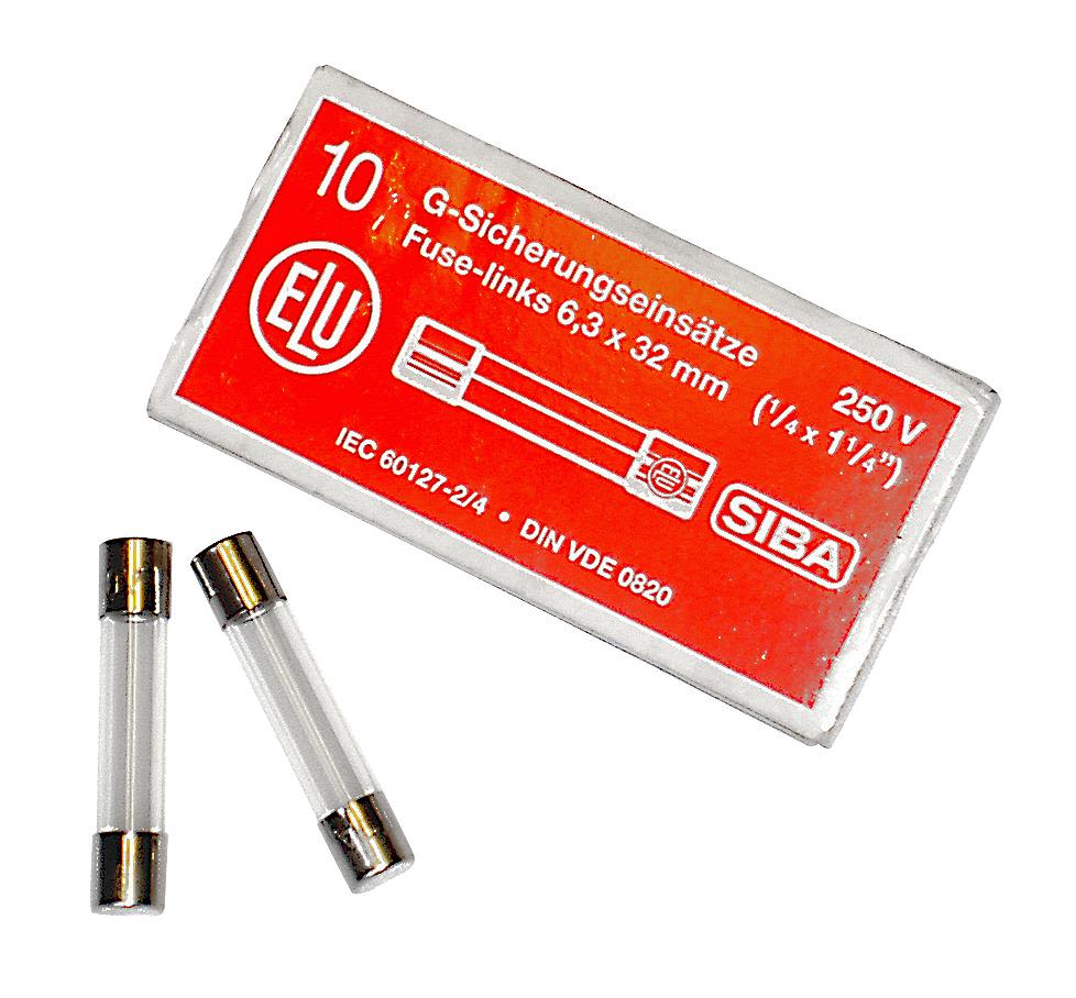 SIBA 7005960.0,4 Finsäkring 6 x 32 mm, snabb, 10-pack 450 mA