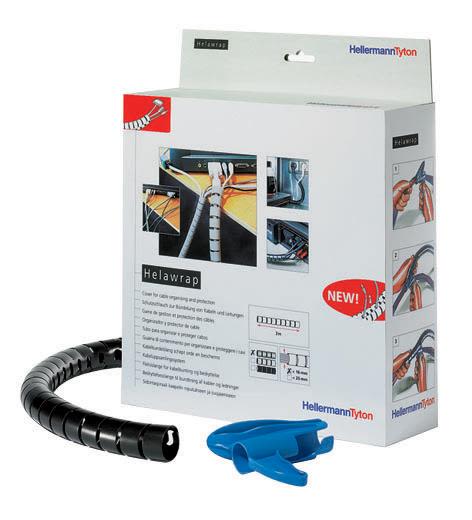 Hellermann Tyton Helawrap Kabelspiral 2 m, svart Ø16 mm