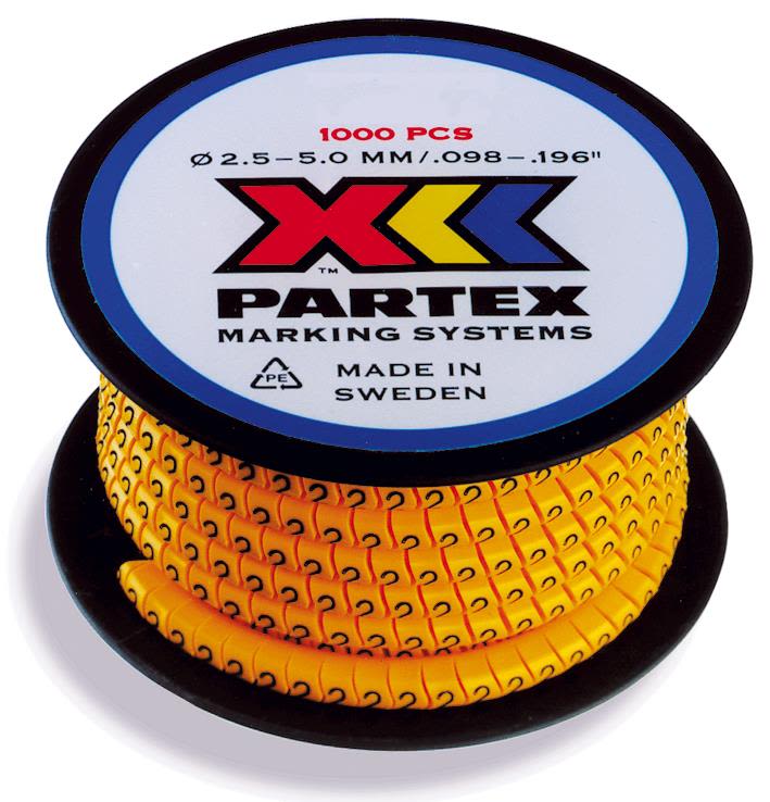 Partex PA1/3 Märkhylsa siffror, gul, 1000 st/rulle Text: 7