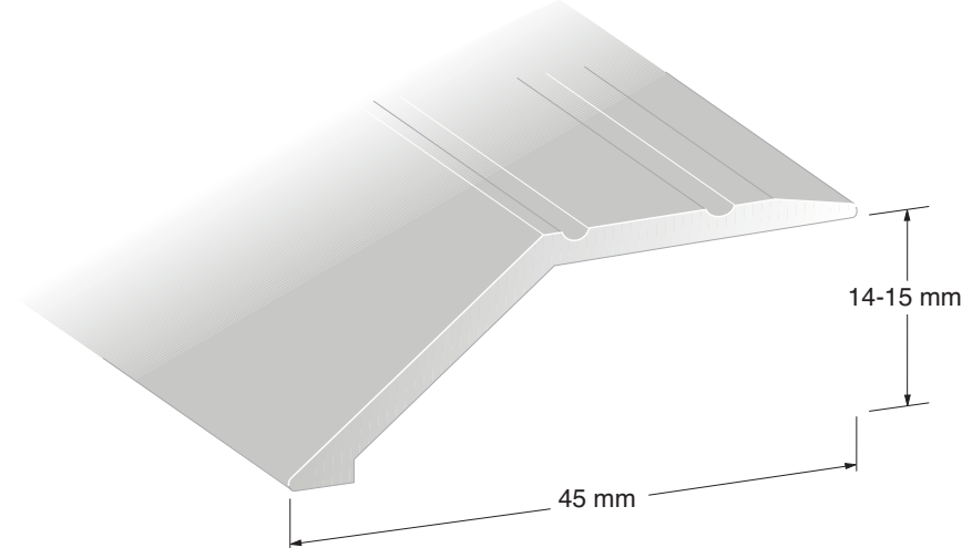 Duri 212702 Niveau liste KA5 profil, sølv 14-15 x 45 x 1000 mm