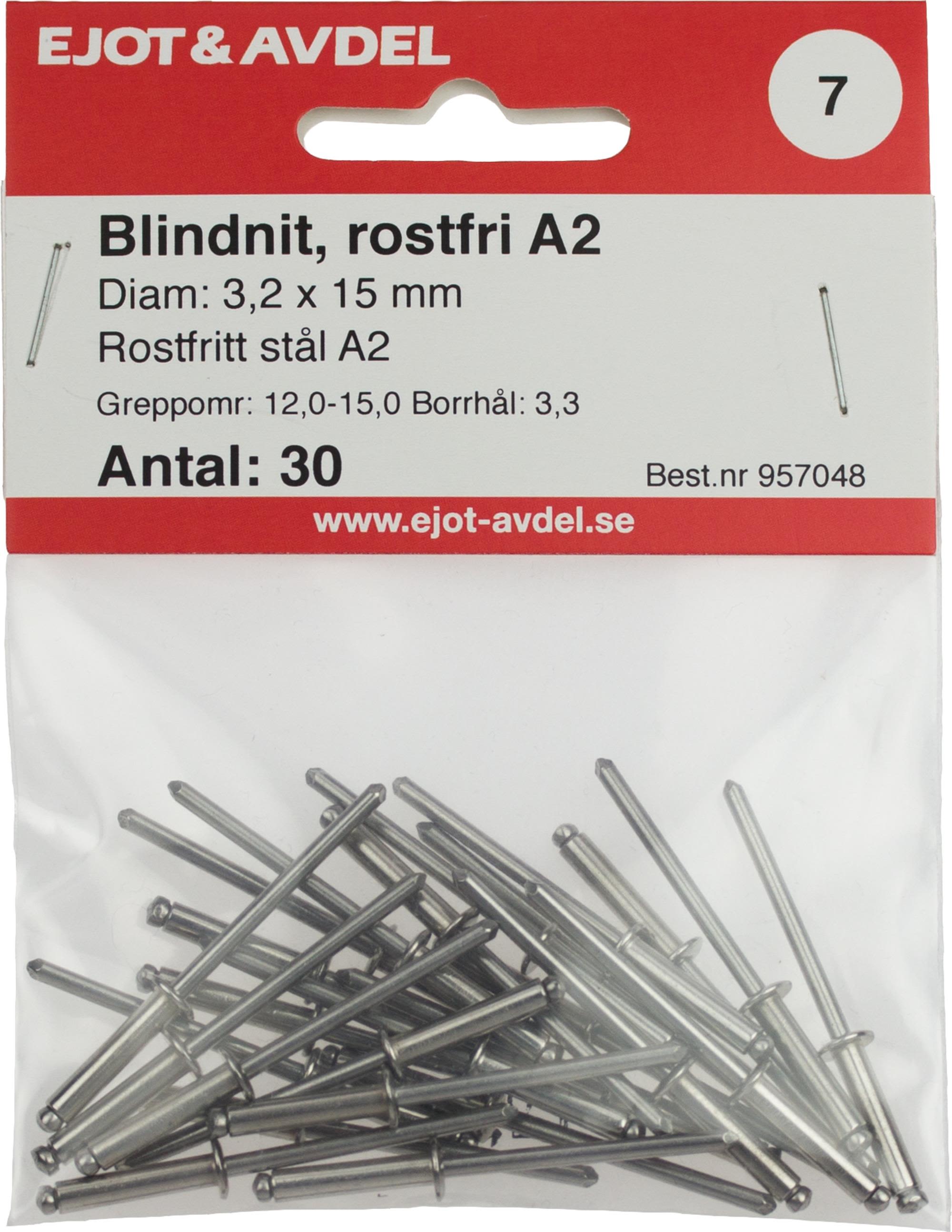 Ejot 120048 Blindnagel SS, RFR F30, 30-pakning 3,2 x 10 mm