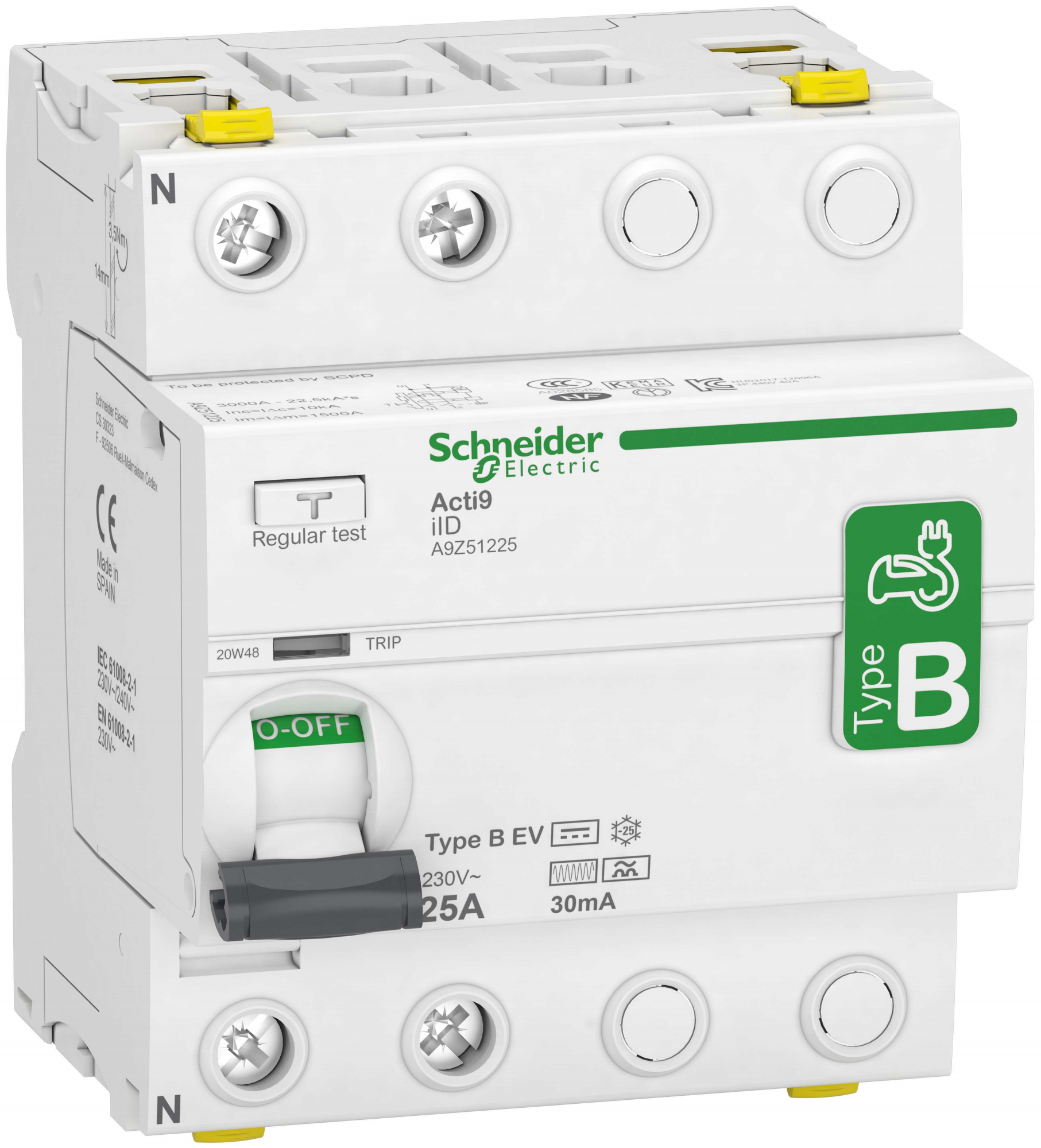 Schneider Electric Acti9 iID Jordfelsbrytare B-EV, 2-polig 25A, 30mA
