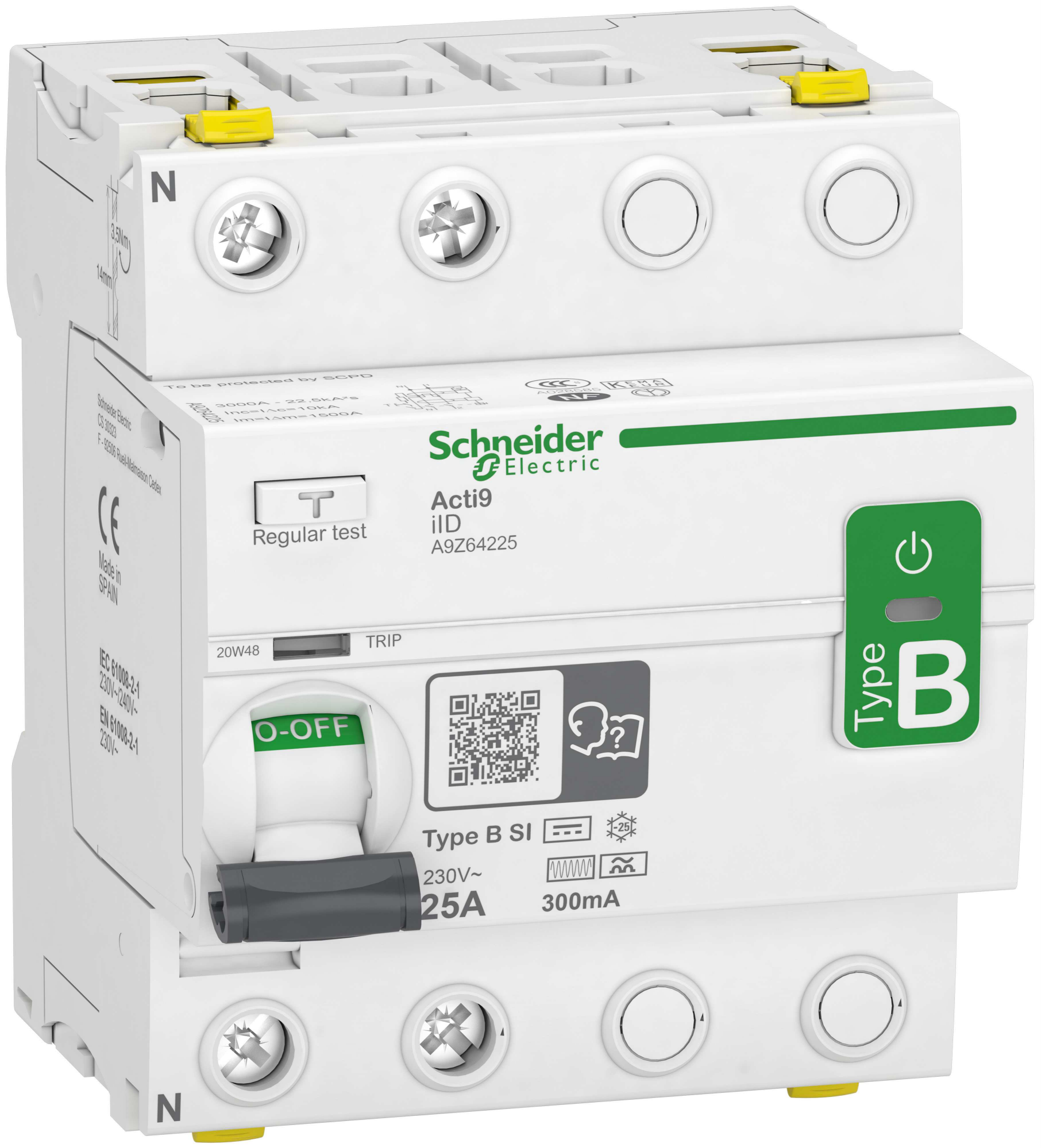 Schneider Electric Acti9 iID Jordfelsbrytare B-SI, 2-polig 25A, 300mA