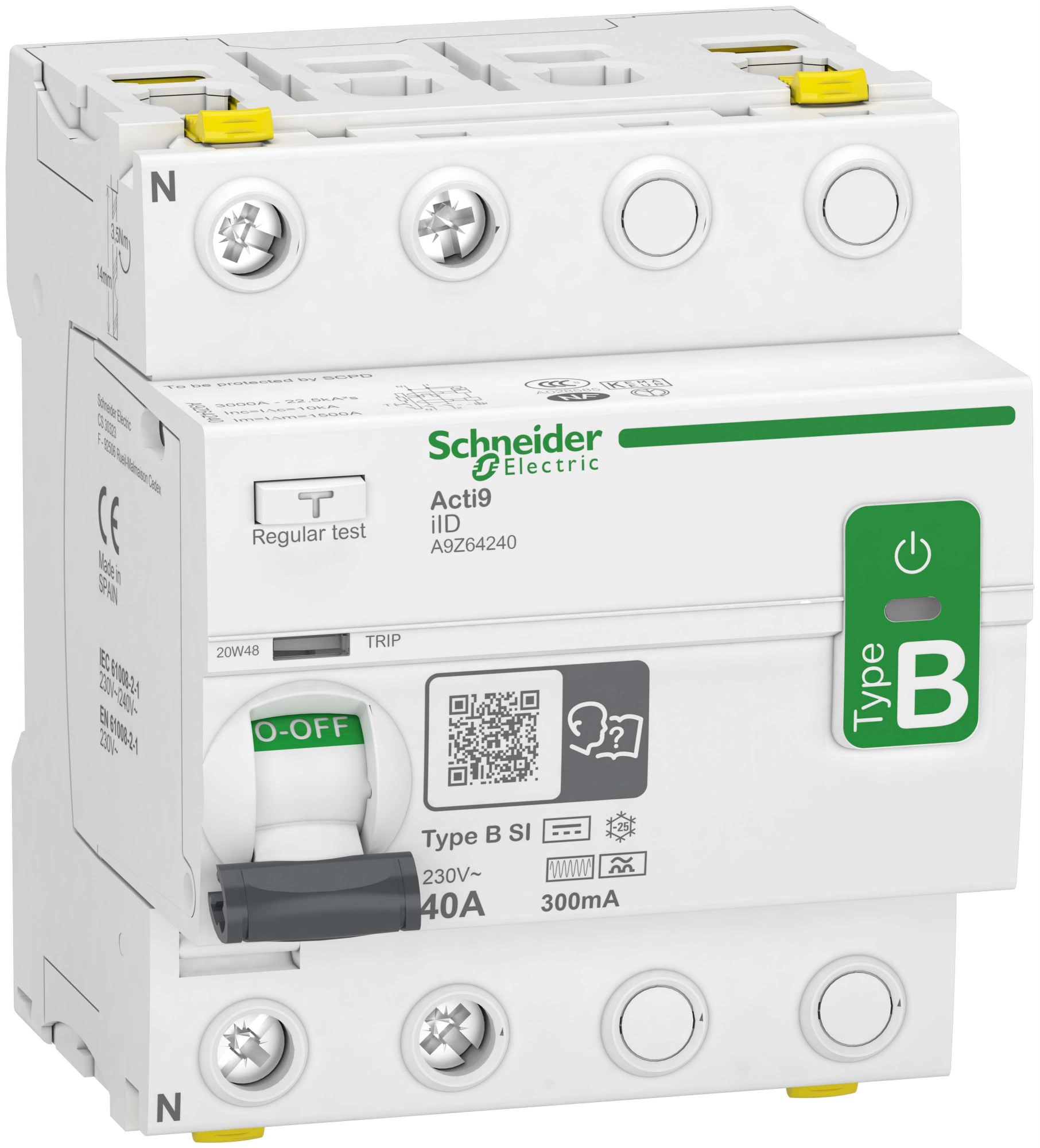 Schneider Electric Acti9 iID Jordfelsbrytare B-SI, 2-polig 40A, 300mA