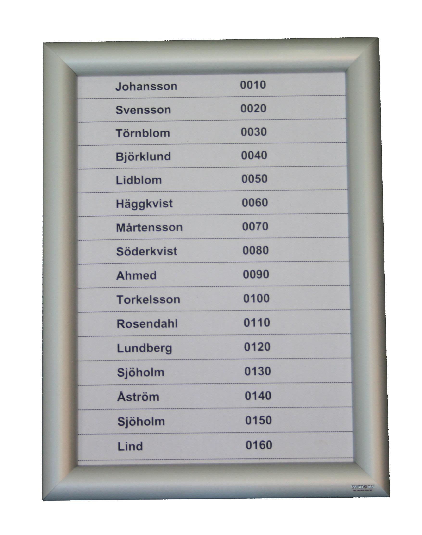 Swedsign Safesnap Portkodstavla aluminium 327 x 450 mm