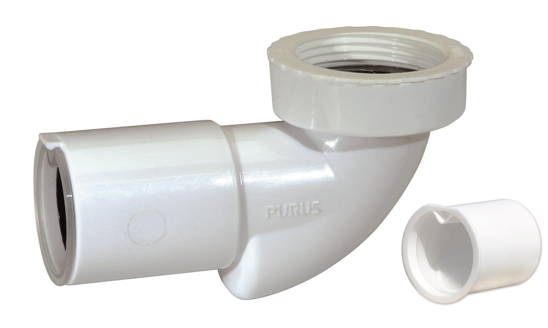 Purus 1.1/2X40mm - bv.vkl.håndvask 90? med lugtlås 0,6 l/s. etc, PP.