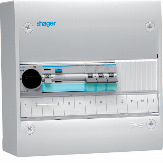 Hager GD113SF Centralapparat Typ: Gamma, IP30 1 x 13 moduler