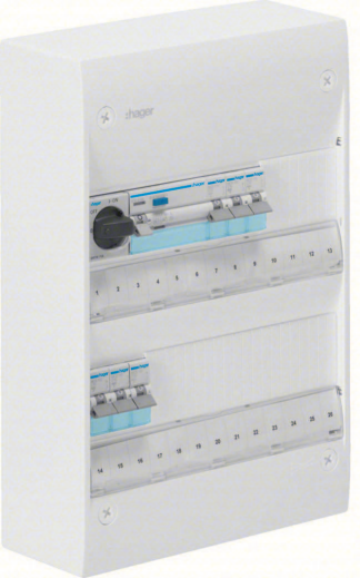 Hager GD213SF Centralapparat Typ: Gamma, IP30 2 x 13 moduler