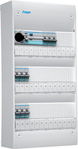 Hager GD313SF Centralapparat Typ: Gamma, IP30 3 x 13 moduler