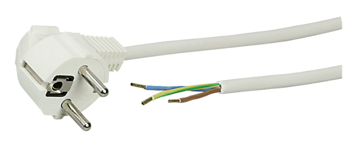 Z 2404585 Sladdställ vinklad, vit, 2,5 m F 3G1,0