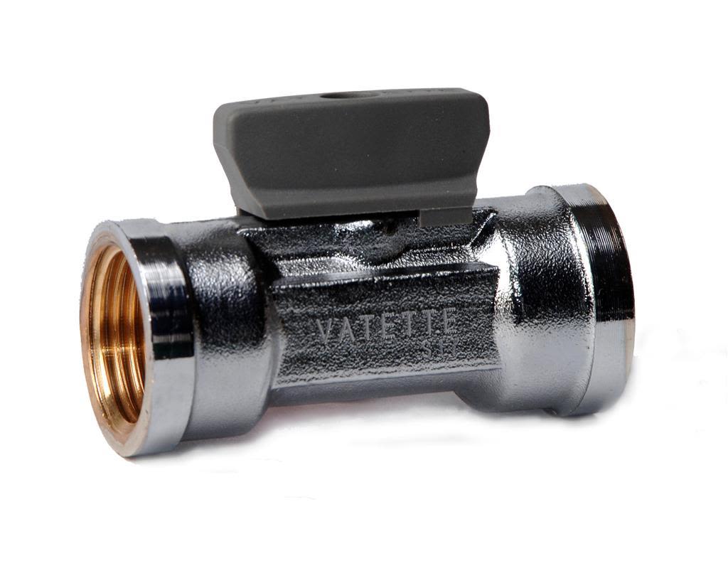 Vatette FG079503505 Kulventil rak, förkromad, med vred, inv gänga G15