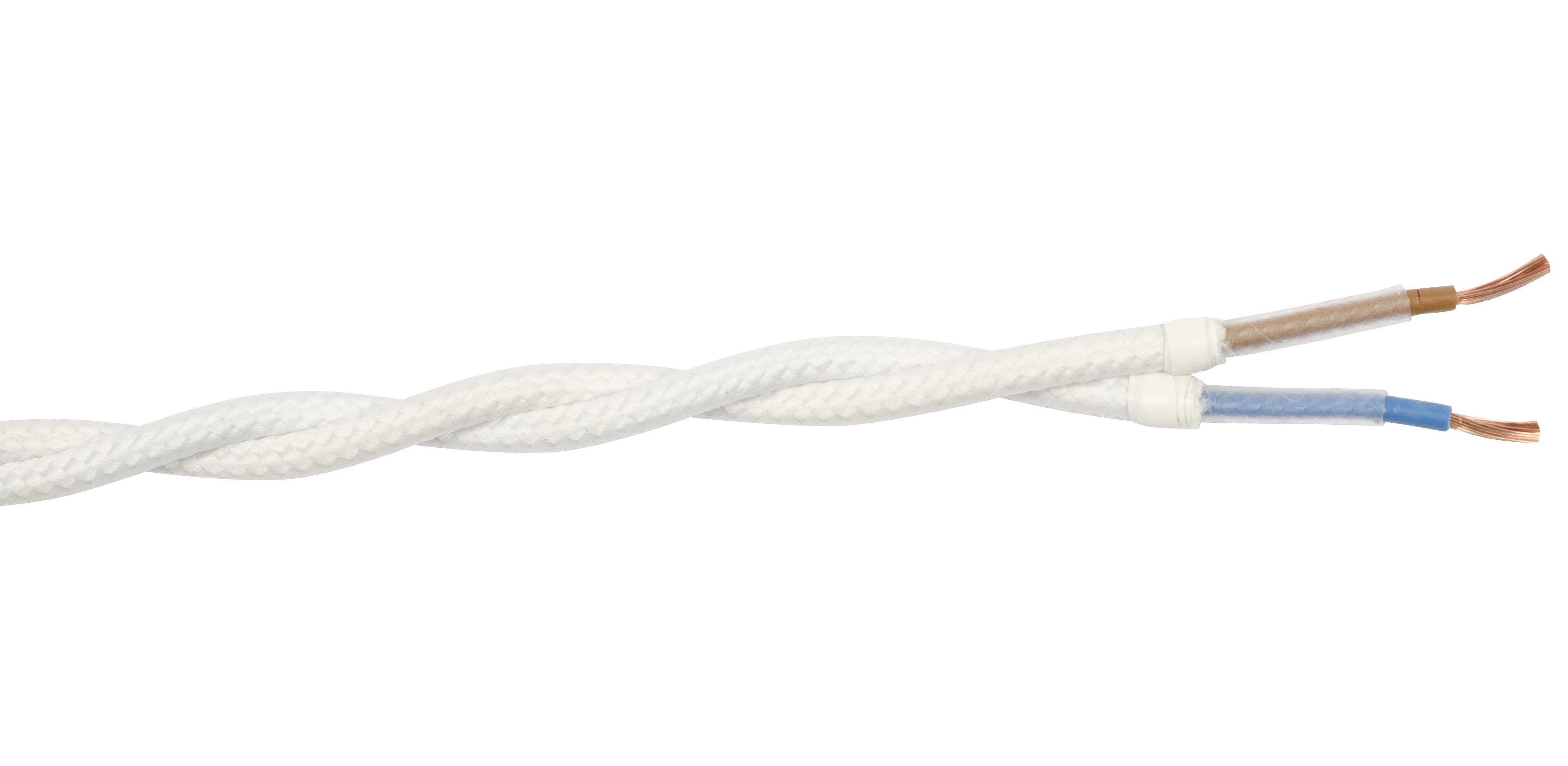 Gelia 4070910171 Tekstilkabel SKK, 2X0,75 tvunnet, 25 m Hvit