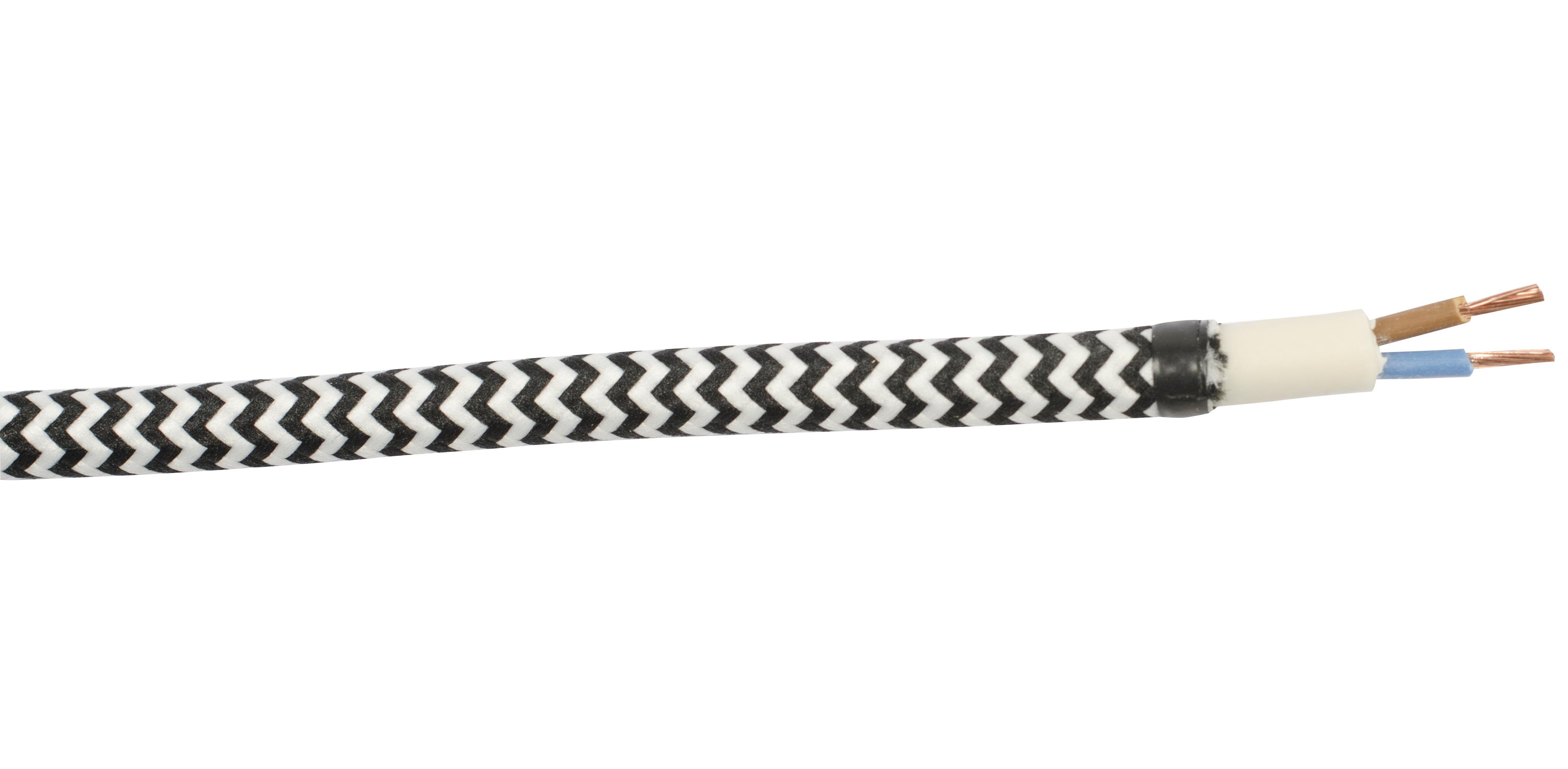 Gelia 4070910781 Tekstilkabel SKK, 2X0,75, 25 m bobin Svart/hvitt
