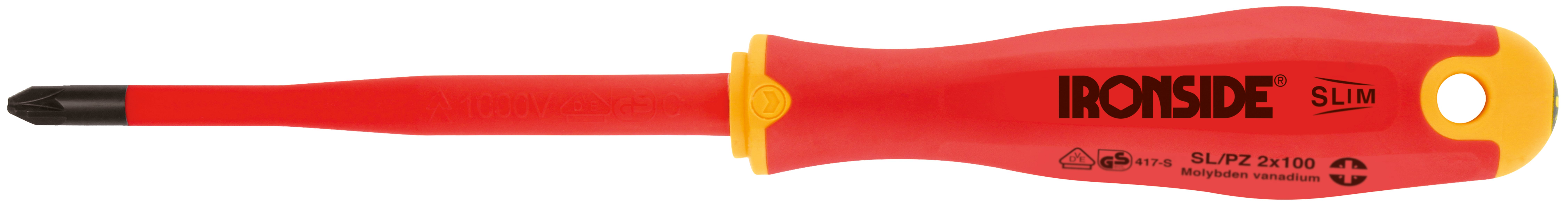 Ironside 100636 Elektrikerskruetrækker SL/PZ2x100 mm, 1000V