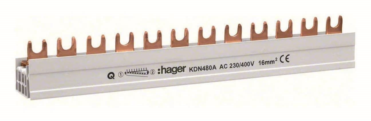 Hager KDN480A Fasskena 4-polig, 16 kV, gaffel 12 moduler/210 mm