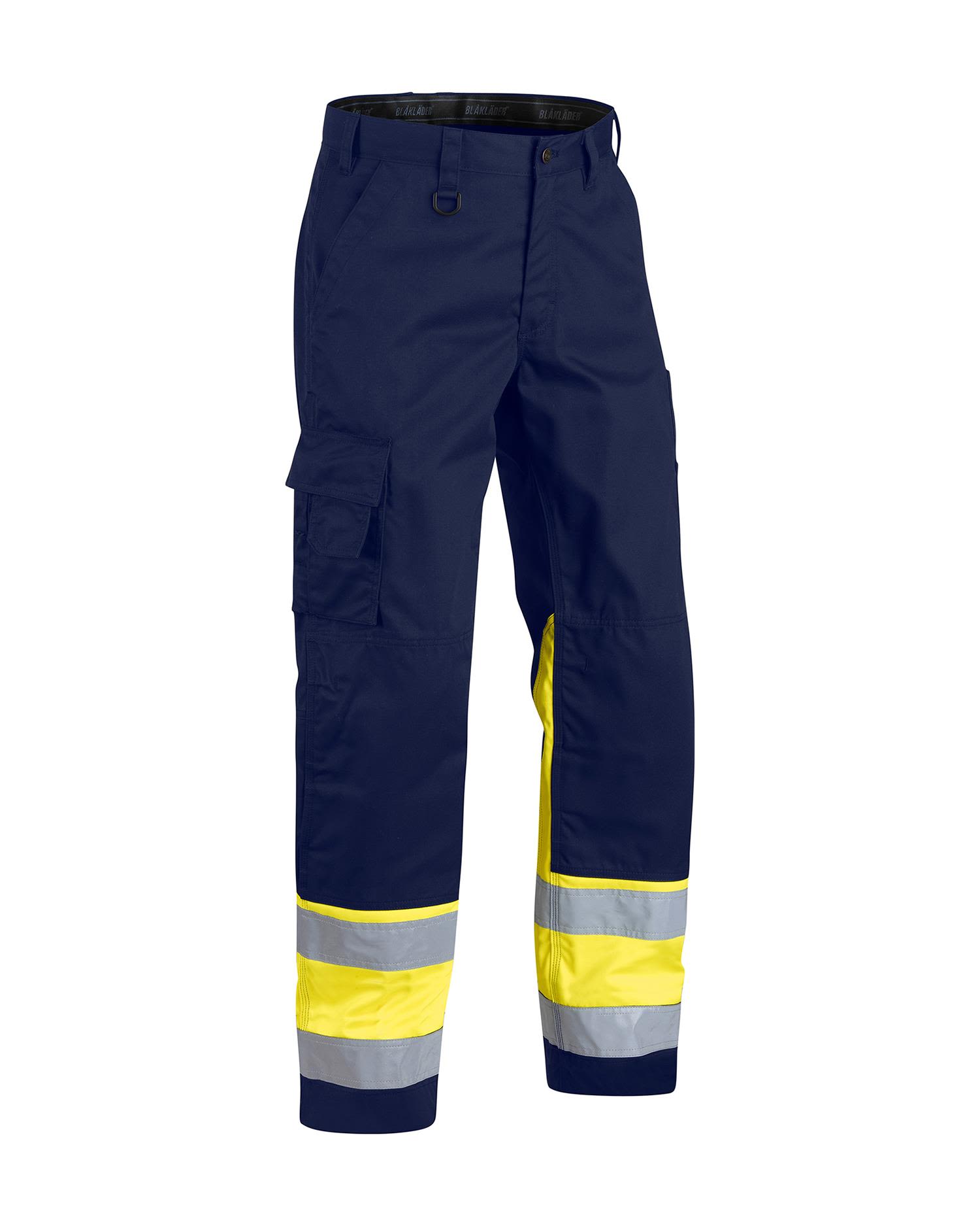 Blåkläder 156418118933D116 Synlighetsbukse uten spikerlommer, marineblå/varselgul Str. D116